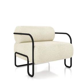 Poltrona Sala De Estar Industrial Preto Ameli Bouclê K01 - D`rossi Cor Bege