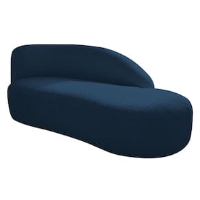 Divã Recamier Curvo Luna 140cm Lado Direito Suede - Doce Sonho Móveis Cor Azul Marinho