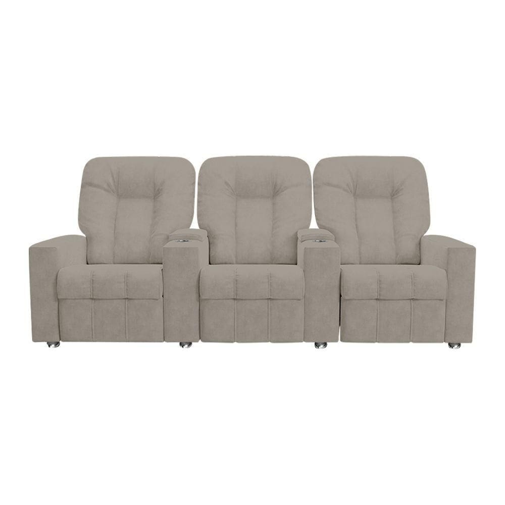 Poltrona Reclinável Para Cinema 3 Lugares Sora Veludo Fh1 - D`rossi Cor Capuccino