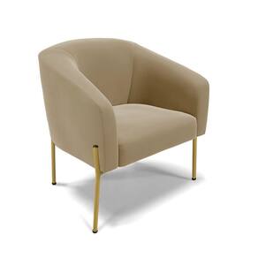 Poltrona Pé De Ferro Dourado Sala De Estar Stella Suede Marrom Rato D03 - D`rossi