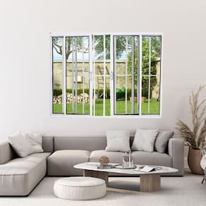 Janela Vitrô de Alumínio 4 Folhas 120 x 120cm Modular com Grade Esquadrias Branco