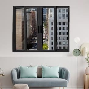 Janela Vitrô de Alumínio 4 Folhas Preto 120 x 120cm Linha 25 Esquadrias Bergame Preto