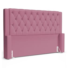 Cabeceira Atena Para Cama Box Queen Size 160cm Capitonê Com Frame Suede Rosa - Desk Design