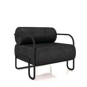 Poltrona Sala De Estar Industrial Preto Ameli Sintético Pu Preto K01 - D`rossi