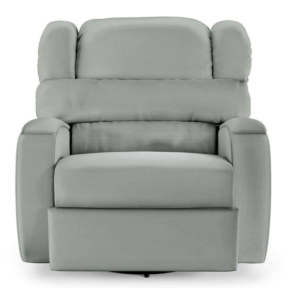 Poltrona Do Papai Sala De Cinema Reclinável Manchester Glider Manual Giratória Pu Cinza