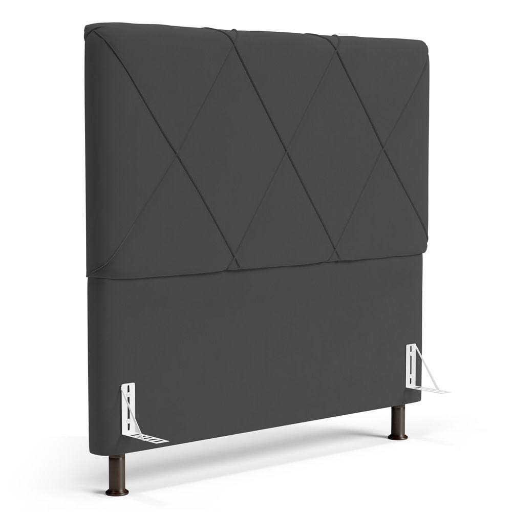 Cabeceira Cama Box Casal Queen Size Mel 160cm Com Frame Veludo Cinza Escuro - Desk Design