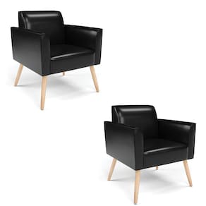 Kit 2 Poltronas Pés Palito Natural Marisa Corano D03 - D`rossi Cor Preto