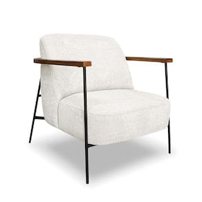 Poltrona Sala De Estar Base Industrial Preto Talim Bouclê Off White S04 - D`rossi