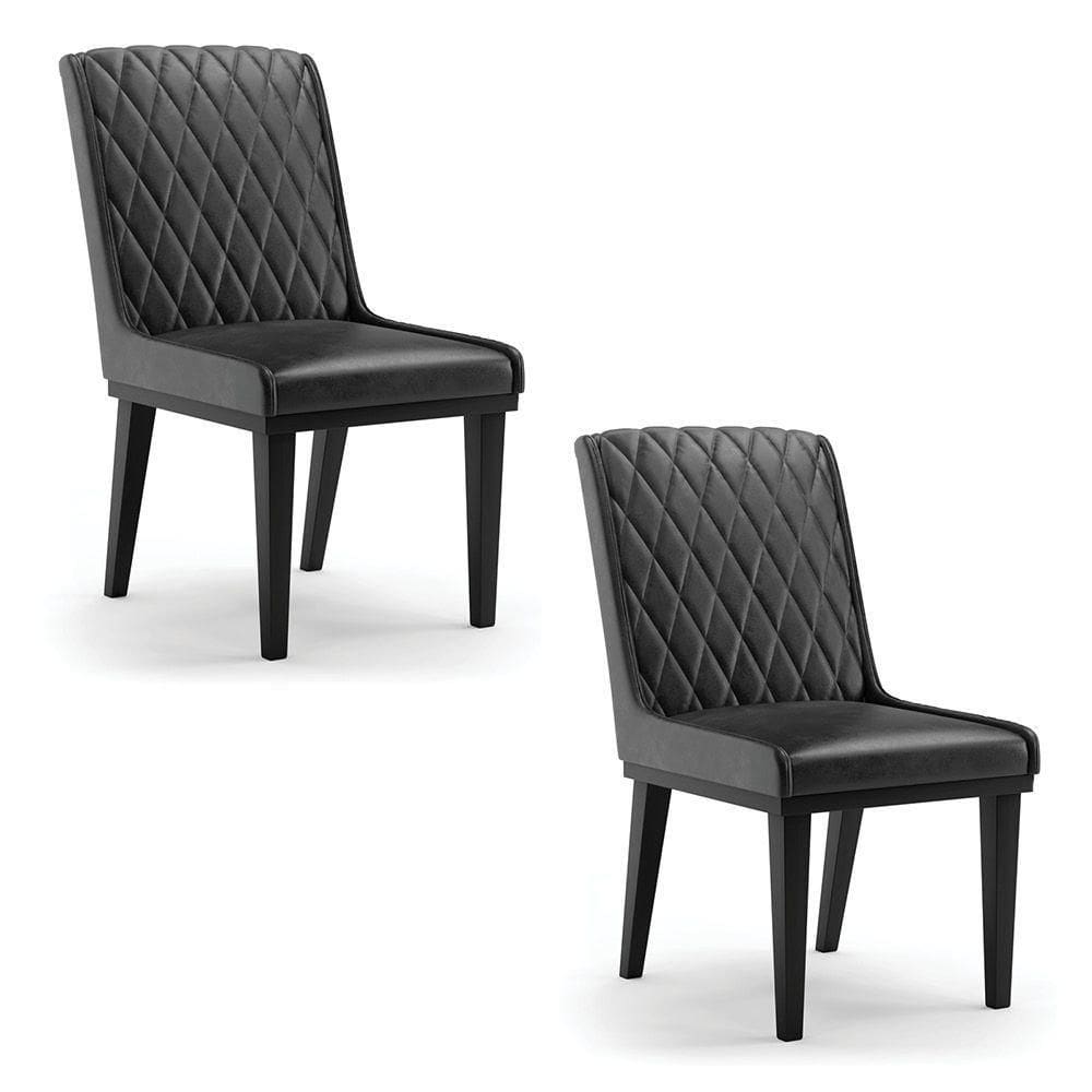 Cadeira Sala De Jantar Base Madeira Preto Kit 2 Sofia Sintético Pu Preto D03 - D`rossi