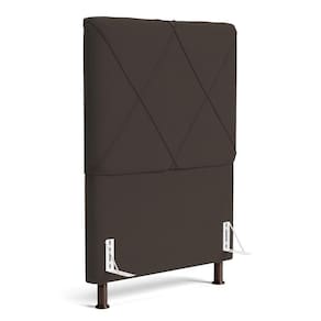 Cabeceira Cama Box Solteiro Mel 90cm Com Frame Suede Marrom - Desk Design