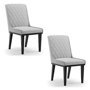 Cadeira Sala De Jantar Base Madeira Preto Kit 2 Sofia Suede Cinza D03 - D`rossi