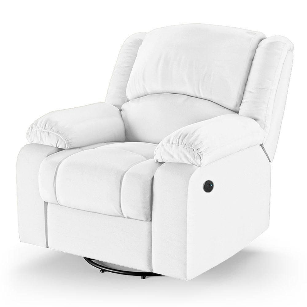 Poltrona Do Papai Reclinável Melim Glider Giratória Usb Sintético Pu Fh1 - D`rossi Cor Branco
