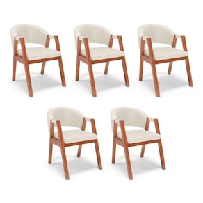 Kit 05 Cadeiras De Jantar E Living Anisha Estofada Couríssimo Bege - Desk Design