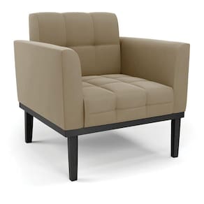 Poltrona Base De Madeira Fixa Preto Elisa Suede D03 - D`rossi Cor Marrom Rato