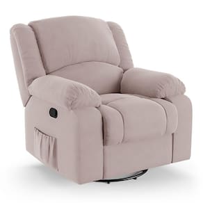 Poltrona Do Papai Reclinável Melim Glider Giratória Massagem Veludo Rosê Fh1 - D`rossi