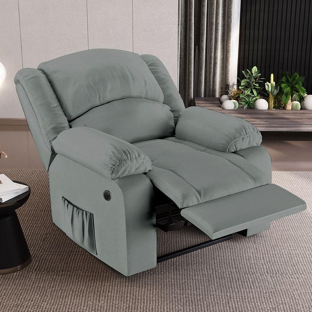 Poltrona Do Papai Reclinável Sala De Cinema Barcelona Elétrica Pu Cinza