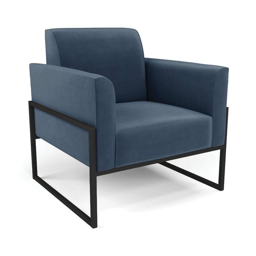 Poltrona Base Industrial Alta Preto Marisa Suede D03 - D\`rossi Cor Azul Marinho