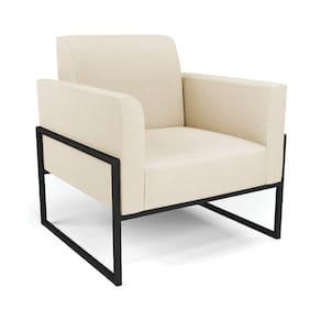 Poltrona Base Industrial Alta Preto Marisa Linho Bege A19 D03 - D\`rossi