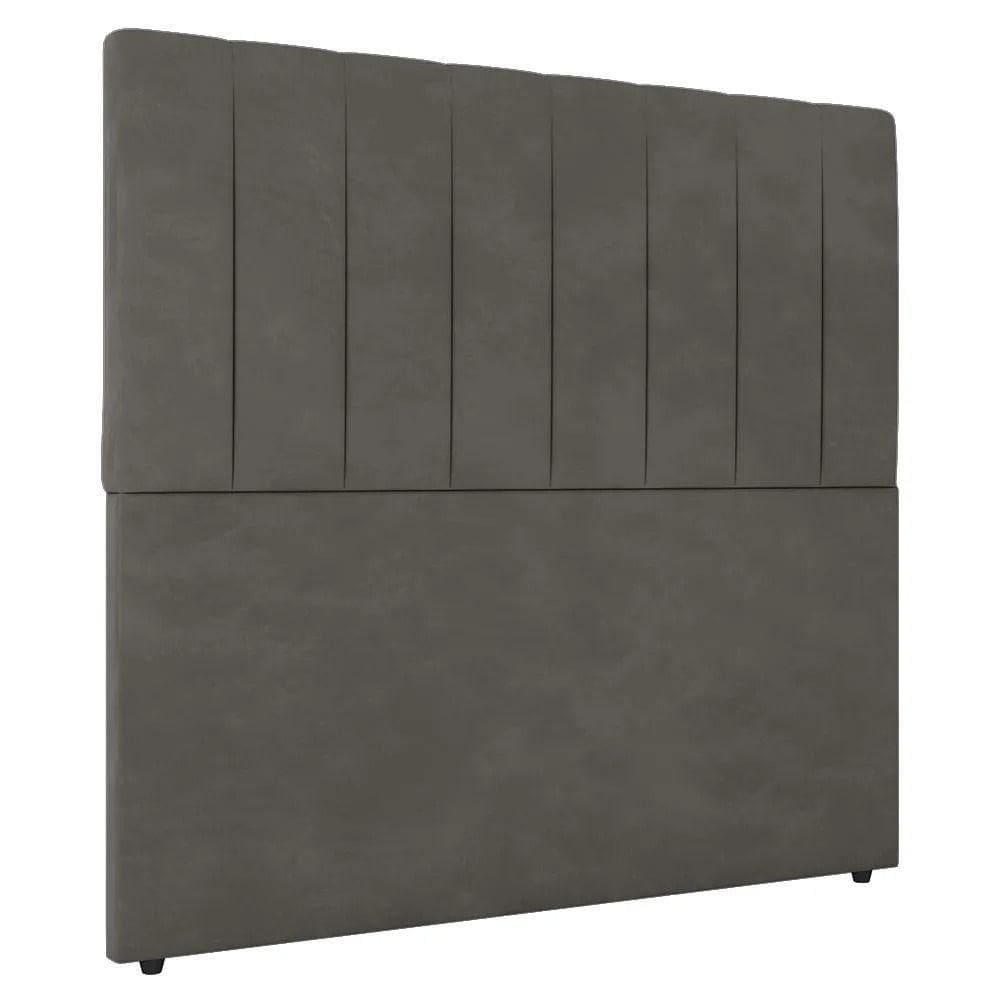 Cabeceira Cama Box Casal Queen Size Ivana 160cm Veludo - Desk Design Cor Cinza