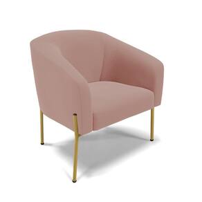 Poltrona Pé De Ferro Dourado Sala De Estar Stella Veludo D03 - D`rossi Cor Rose
