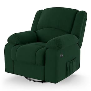 Poltrona Do Papai Reclinável Melim Glider Giratória Usb Veludo Verde Fh1 - D`rossi