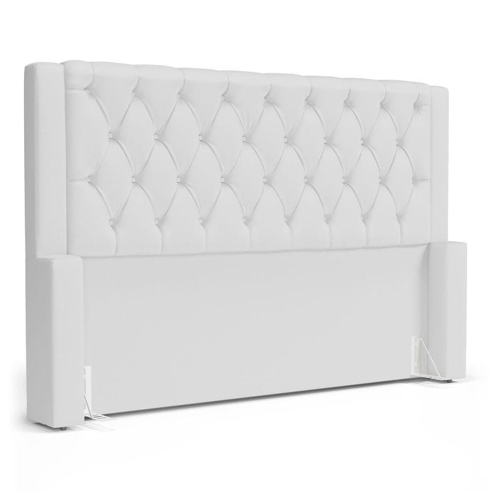 Cabeceira Atena Para Cama Box Queen Size 160cm Capitonê Com Frame Sintético Branco - Desk Design