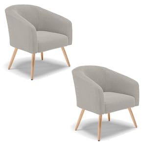Poltrona Decorativa Pé Palito Natural Kit 2 Stella Bouclê Cinza D03 - D`Rossi