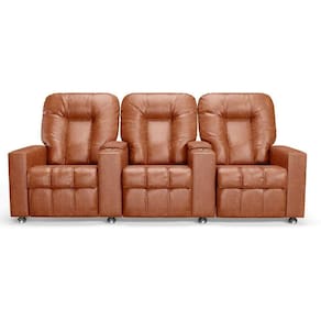 Poltrona Reclinável Para Cinema 3 Lugares Sora Pu Brilho Fh1 - D`rossi Cor Camel