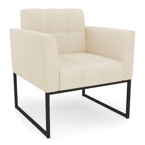 Poltrona Elisa Linho Base Metálica Industrial Preto - D`rossi Cor A19 Bege