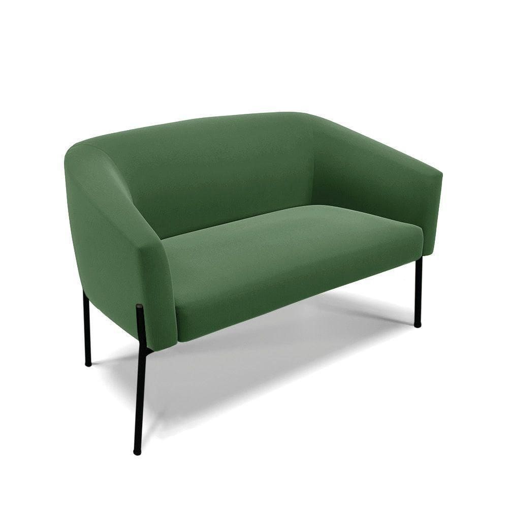 Sofá Namoradeira 2 Lugares Pé De Ferro Preto Stella Suede D03 - D`rossi Cor Verde