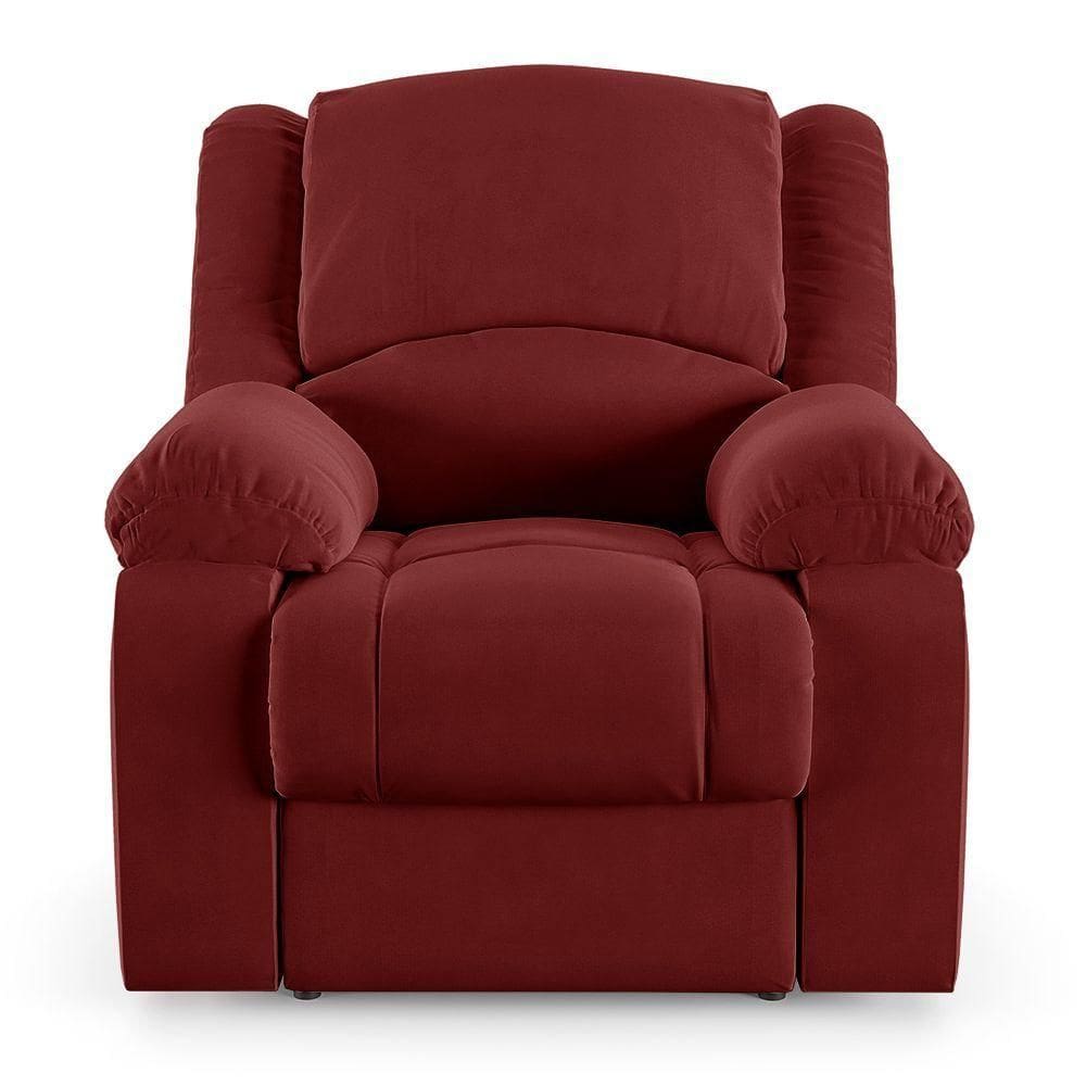 Poltrona Do Papai Reclinável Sala De Cinema Barcelona Touch Usb Veludo Vermelho