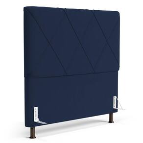 Cabeceira Cama Box Casal Queen Size Mel 160cm Com Frame Suede Azul Marinho - Desk Design