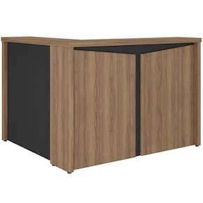 Balcão De Atendimento Para Recepção Em L Unik A02 Nogal Preto - Lyam Decor