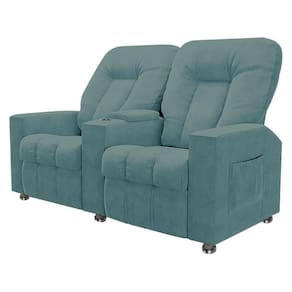 Poltrona Reclinável Para Cinema 2 Lugares Sora Veludo Fh1 - D`rossi Cor Azul Claro