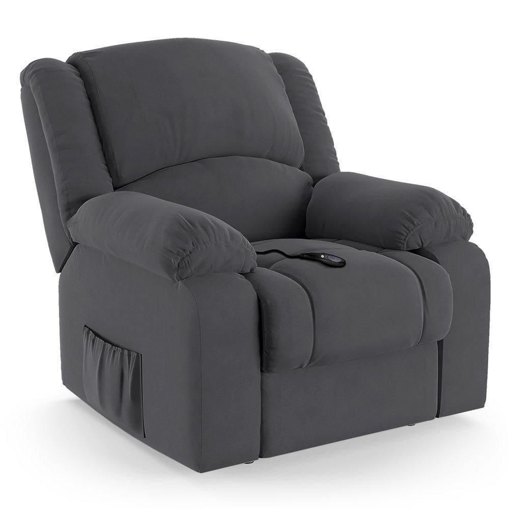 Poltrona Do Papai Reclinável Melim Controle Power Elétrico Veludo Fh1 - D`rossi Cor Cinza