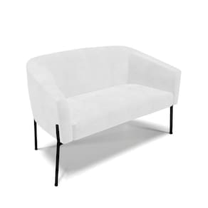 Sofá Namoradeira 2 Lugares Pé De Ferro Preto Stella Corano D03 - D`rossi Cor Branco