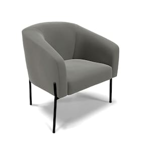 Poltrona Pé De Ferro Preto Sala De Estar Stella Suede Grafite D03 - D`rossi