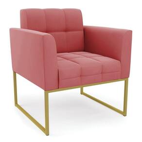 Poltrona Elisa Suede Base Metálica Industrial Dourado - D`rossi Cor Rose