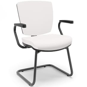 Cadeira De Escritório Fixa Executiva Office Preto Slim Baixa Flexi P03 Vinil Branco