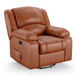 Poltrona Do Papai Reclinável Melim Glider Giratória Massagem Pu Brilho Fh1 - D`rossi Cor Caramelo