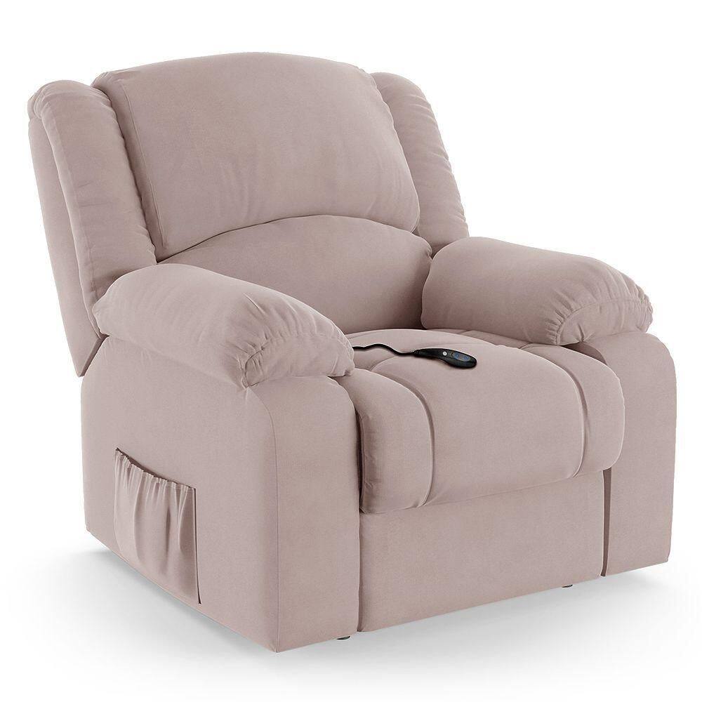 Poltrona Do Papai Reclinável Melim Controle Power Elétrico Veludo Fh1 - D`rossi Cor Rose
