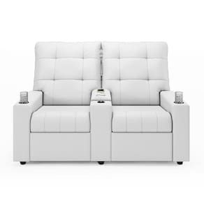 Poltrona Reclinável Para Cinema Parma 2 Lugares Baú Usb Pu Branco Fh1 - D`rossi