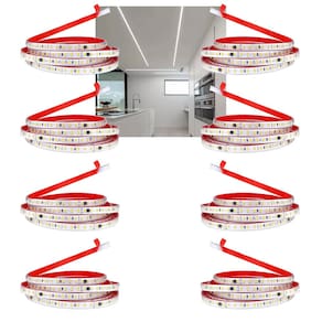 Fita de Led SMD 6500K 3 Metros 127V Plug Conector Kit 8 Unidades Fita Dupla Face Gesso Perfil Sanca Recepçao Sala Jardim Comercial Residencial