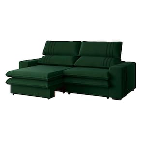 Sofá 2 Lugares Retrátil Noruega 230 Cm Veludo Verde Militar Pés Tabaco - D`rossi