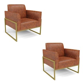 Kit 2 Poltronas Base Industrial Alta Dourado Marisa Corano D03 - D\`rossi Cor Nozes
