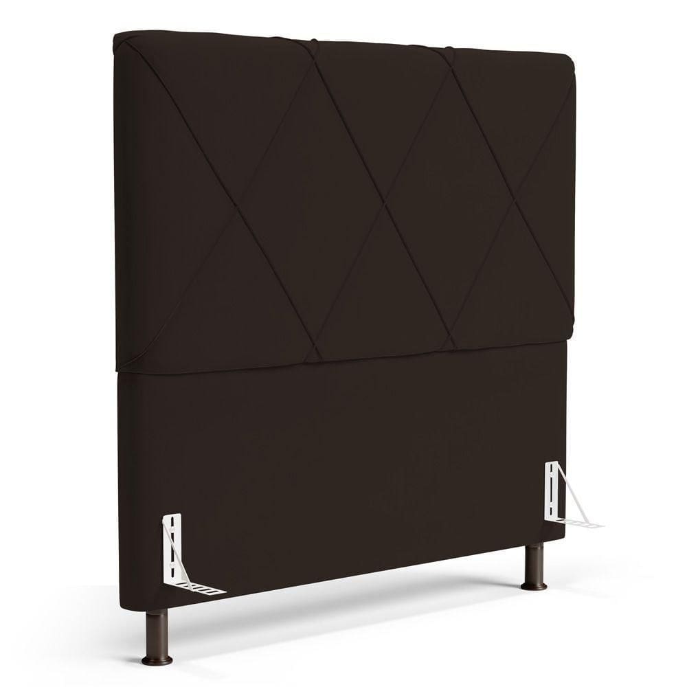 Cabeceira Cama Box Casal Mel 140cm Com Frame Sintético Marrom - Desk Design