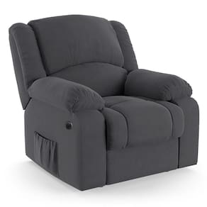 Poltrona Do Papai Reclinável Melim Power Elétrica Massagem Veludo Cinza Fh1 - D`rossi