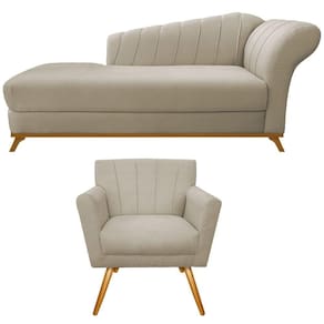 Kit Diva Recamier Vanessa 160cm Lado Esquerdo E 01 Poltrona Laura Suede Bege