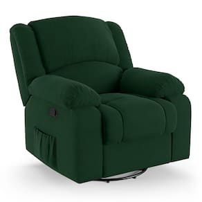 Poltrona Do Papai Reclinável Melim Glider Giratória Massagem Veludo Fh1 - D`rossi Cor Verde