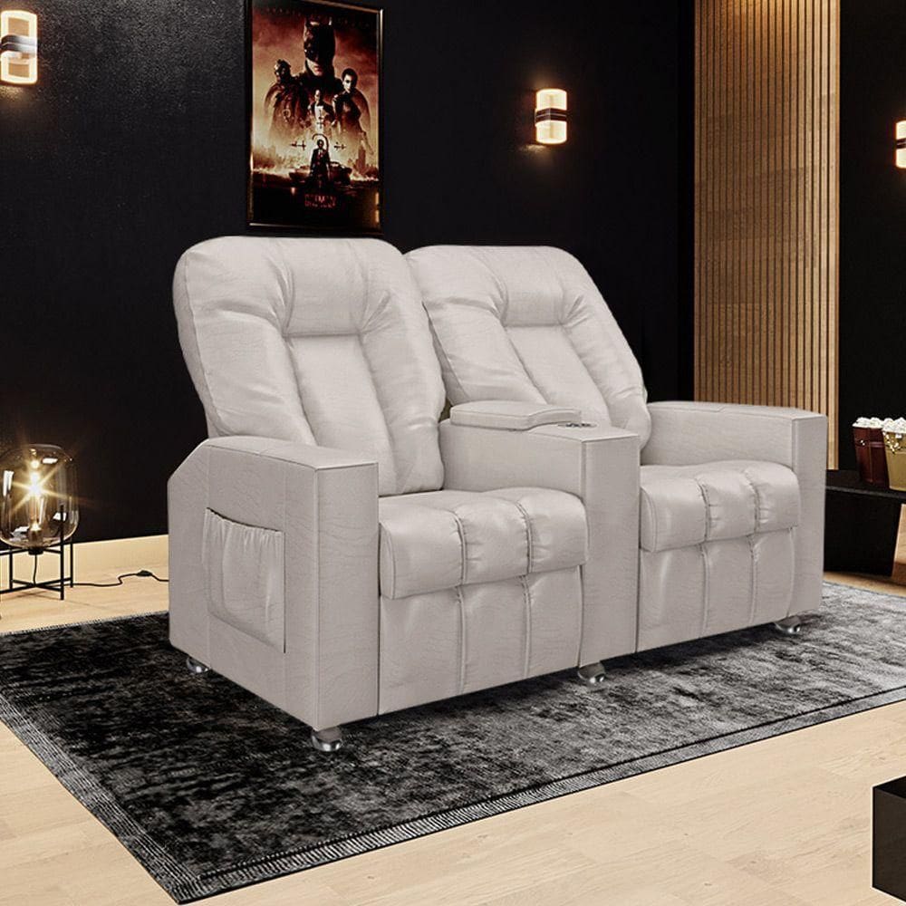 Poltrona Reclinável 2 Lugares Para Sala De Cinema Arsenal Pu Bege